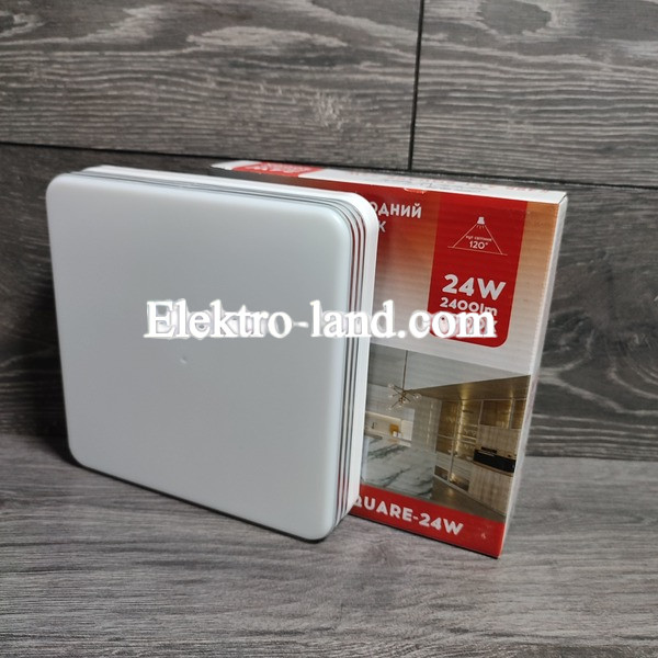 Светильник на потолок  квадрат LED AVT-SQUARE SILVER Pure White  24W 5000K (Белый)